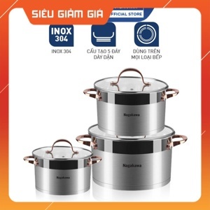 Bộ nồi inox cao cấp 5 đáy Nagakawa NAG1352