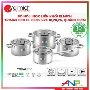 Bộ nồi inox liền khối Elmich Trimax ECO EL-8005