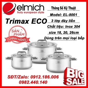 Bộ nồi inox liền khối Elmich Trimax ECO EL-8001