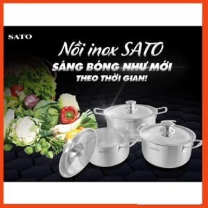 Bộ nồi inox SATO VN-ST-BI31-ONL, 3 đáy