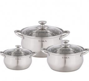 Bộ Nồi Inox Taka TKC03C (16 - 20 - 24cm) - Bạc