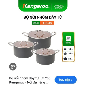 Bộ nồi nhôm đáy từ Kangaroo KG938 - 3 nồi