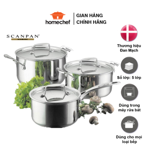 Bộ nồi SCANPAN 74000300 ( 16cm/2lit, 20cm/3,7 lít, 24cm/5.2 lít)