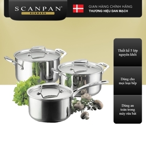 Bộ nồi SCANPAN 74000300 ( 16cm/2lit, 20cm/3,7 lít, 24cm/5.2 lít)