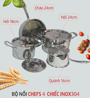 Bộ nồi từ 4 chiếc Chefs EH-CW4430N