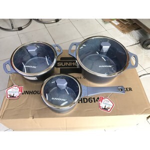 Bộ nồi vân đá đáy từ Sunhouse SHG2003MMB (SHG2003MMA)