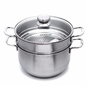 Bộ nồi xửng hấp inox Fivestar ST28-3DG - 28 cm, 3 đáy, nắp kính