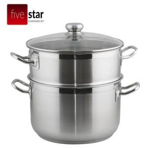 Bộ nồi xửng hấp inox Fivestar ST28-3DG - 28 cm, 3 đáy, nắp kính