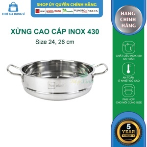 Bộ nồi xửng hấp inox Fivestar - 28 cm, 3 đáy, nắp inox