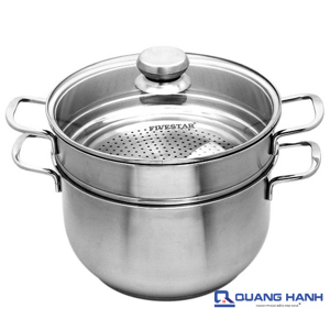 Bộ nồi xửng hấp inox Fivestar ST24-3DG - 24 cm, nắp kính