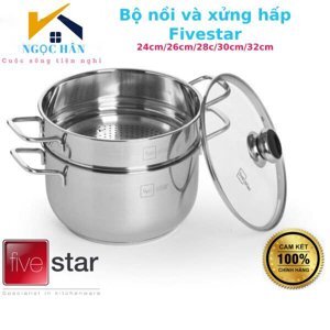 Bộ nồi xửng hấp nắp inox Fivestar - 26 cm