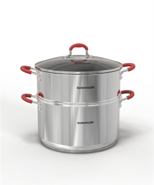 Bộ nồi xửng inox 5 đáy nắp kính 24 cm Sunhouse SHG507-24