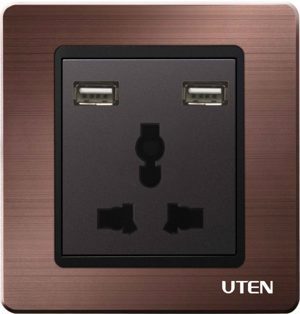 Bộ ổ cắm 3 chấu kết hợp ổ cắm usb uten A5GZ13/2NU