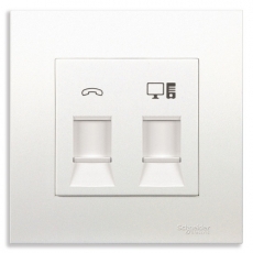 Bộ ổ cắm điện thoại và mạng Schneider KB32TS_RJ5E_G19