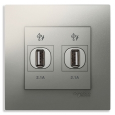 Bộ ổ cắm sạc USB đôi Schneider KB32USB_WE