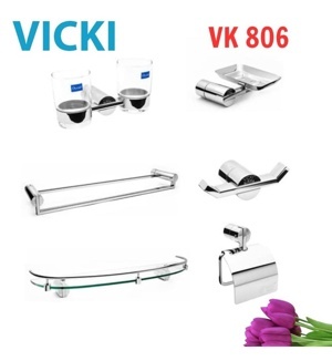 Bộ phụ kiện 6 món inox 304 Vicki VK806