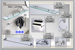Bộ phụ kiện nhà tắm 6 món inox 6M1A