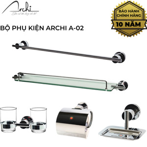 Bộ phụ kiện phòng tắm inox Archi A02