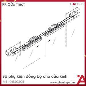 Bộ phụ kiện trượt đồng bộ cửa kính Hafele 941.02.005