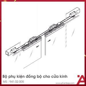 Bộ phụ kiện trượt đồng bộ cửa kính Hafele 941.02.005