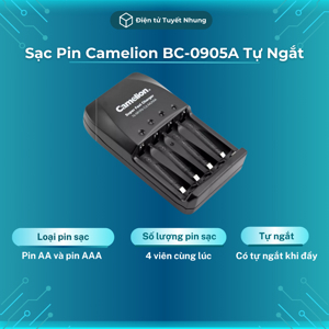 Bộ sạc pin AA, AAA Camelion BC-0905A , 4 pin sạc AA2700mAh