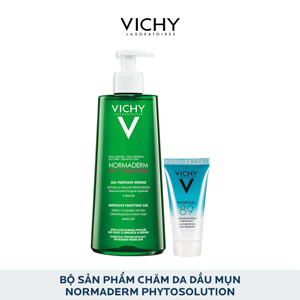 Bộ Sản Phẩm Gel Rửa Mặt Làm Sạch Sâu, Giảm Bã Nhờn Và Se Khít Lỗ Chân Lông VICHY Normaderm Phytosolution Intensive Purifying Gel