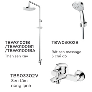 Bộ sen cây tắm Toto TBW01001B/TBS03302V/TBW03002B