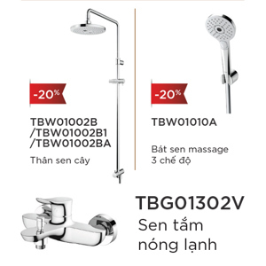 Bộ Sen Cây TOTO TBW01002B + TBG01302V + TBW01010A Nóng Lạnh