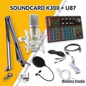 Bộ soundcard K300 hiệu ứng micro AQTA U87 livestream