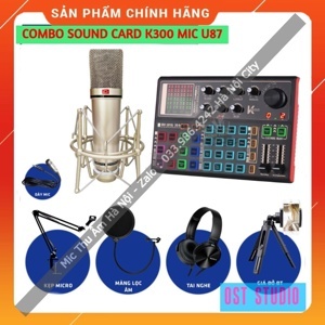 Bộ soundcard K300 hiệu ứng micro AQTA U87 livestream