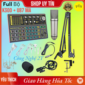 Bộ soundcard K300 hiệu ứng micro AQTA U87 livestream