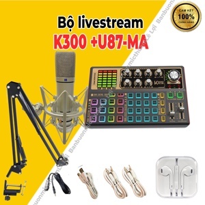 Bộ soundcard K300 hiệu ứng micro AQTA U87 livestream