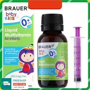 Bổ sung vitamin nhóm B và multivitamin cho trẻ Brauer Baby & Kids Liquid Multivitamin for Infants 0+ 45ml