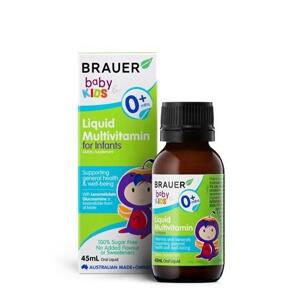 Bổ sung vitamin nhóm B và multivitamin cho trẻ Brauer Baby & Kids Liquid Multivitamin for Infants 0+ 45ml