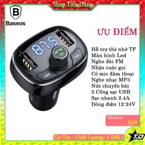 Bộ tẩu sạc đa năng trên xe hơi Baseus S09 T-Typed Wireless MP3 Car Charger