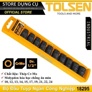 Bộ típ lục giác ngắn đen dùng hơi 1/2 inch 10 món Tolsen 18295