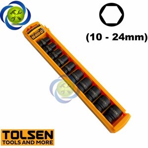 Bộ típ lục giác ngắn đen dùng hơi 1/2 inch 10 món Tolsen 18295