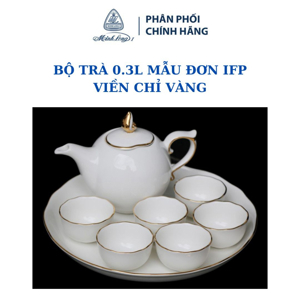 Bộ trà 0.3L Mẫu đơn IFP chỉ vàng