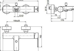 Bộ trộn sen tắm điều nhiệt Hafele 589.02.940