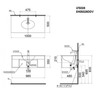 Bộ tủ chậu Caesar LF5028+EH05028DDV