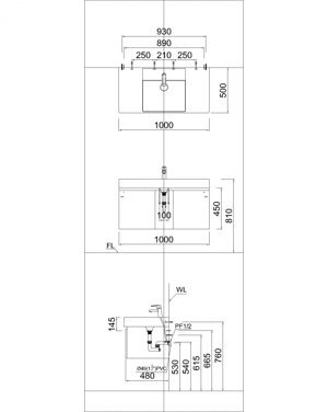 Bộ tủ chậu Caesar LF5386 + EH0100V