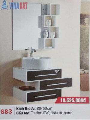 Bộ tủ chậu lavabo nhựa PVC Sáng Tạo 883