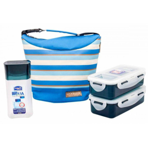 Bộ túi cơm hộp Lock&Lock Lunch Box W/Stripe pattern Bag HPL758S3SG