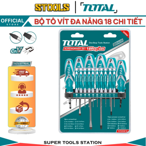 Bộ tuốc nơ vít 18 chi tiết Total THT250618