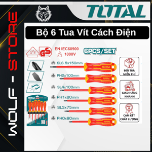 Bộ tuốc nơ vít (tô vít) 6 chi tiết Total THTIS566