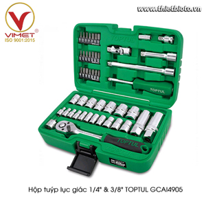 Bộ tuýp 1/4" và 3/8" 49 chi tiết Toptul GCAI4905