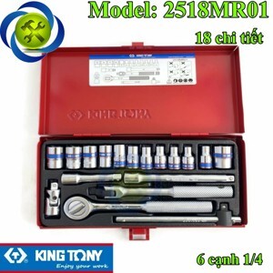 Bộ tuýp 18 chi tiết hệ mét Kingtony 2518MR01, 1/4"