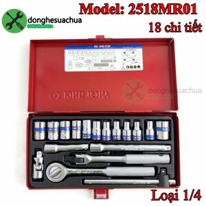 Bộ tuýp 18 chi tiết hệ mét Kingtony 2518MR01, 1/4"