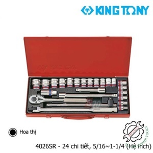 Bộ tuýp 24 chi tiết hệ inch Kingtony 4026SR - 1/2"