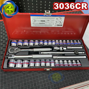 Bộ tuýp 36 chi tiết hệ inch & hệ mét Kingtony 3036CR - 3/8"